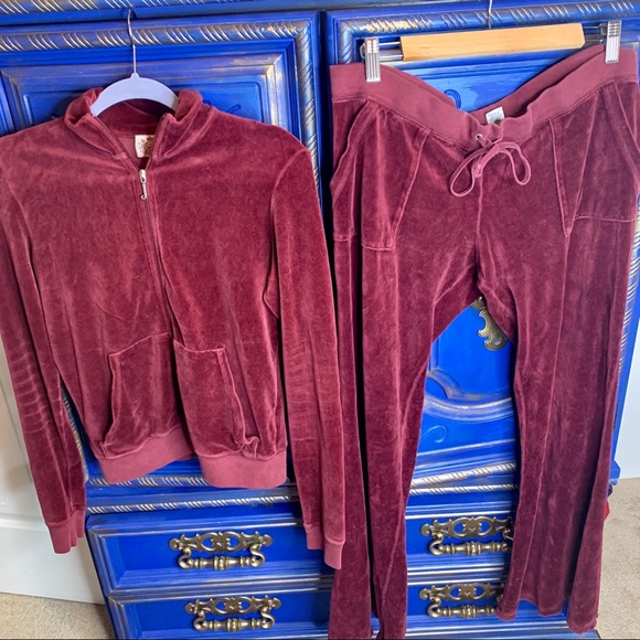 Juicy Couture Pants - JUICY COUTURE Velour Tracksuit Hoodie L Pants XL